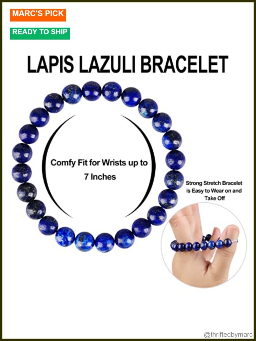 Handmade Lapis Lazuli Beaded Bracelet Chakra Crystal Gemstone Healing - Picture 5 of 5